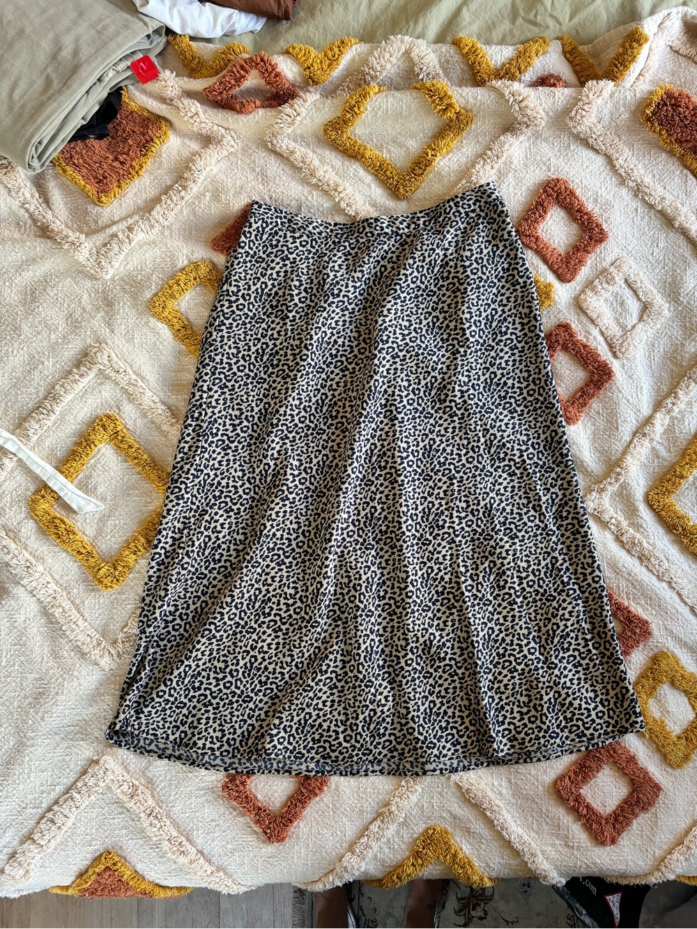 J. Crew Black and White Leopard Print Midi Skirt